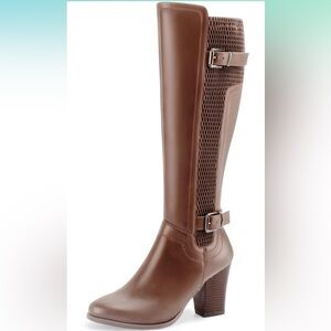 DCMBLY Women's Knee High Boots Chunky Heel Pointed Toe